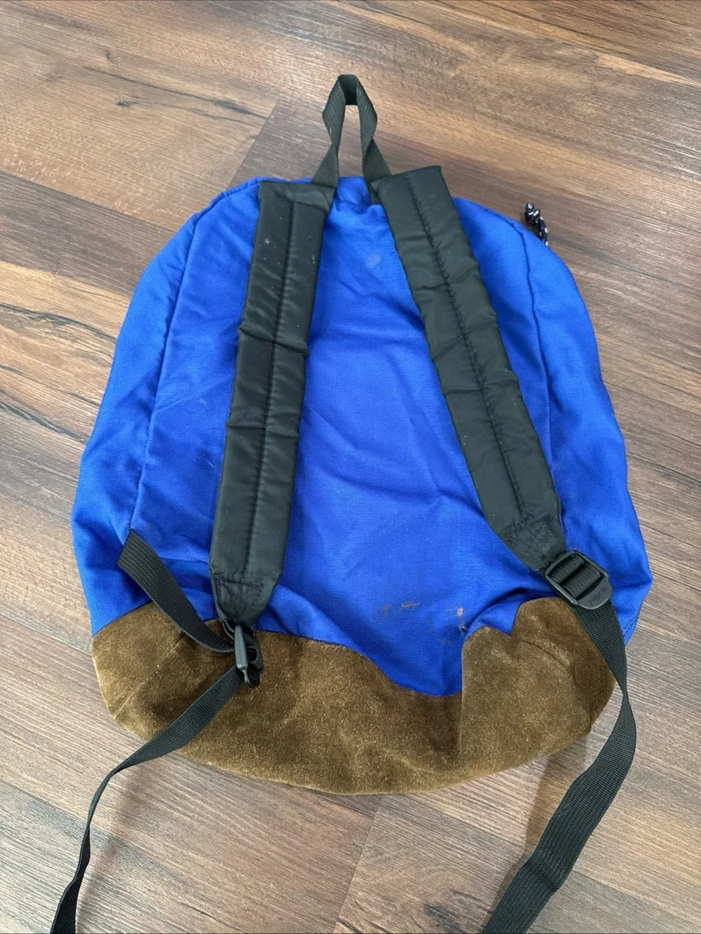 Vintage Jansport Backpack Suede Leather Bottom Retro 90’s Book Bag Blue